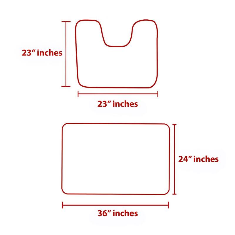 2 Piece Set Blue Soft Cozy Plush Chenille Bath Mat Bathroom Rug