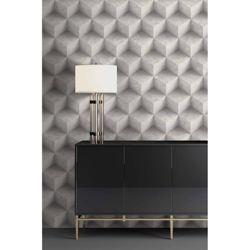 Seabrook Designs Faux Concrete Diamonds Unpasted Wallpaper