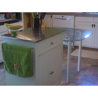 Shop Cambridge Stainless Steel Top Portable Kitchen Island in White ...