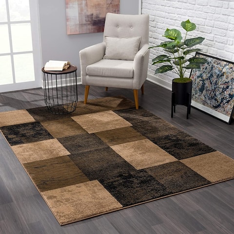 Rug Branch Montage Modern Abstract Area Rug and Runner, Brown/Grey
