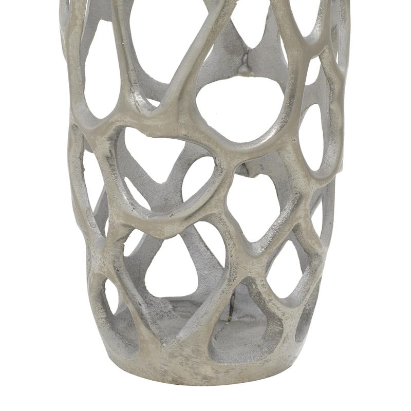 Aluminum Metal Cutout Coral Decorative Vase - Gold or Silver - Roche River Decor