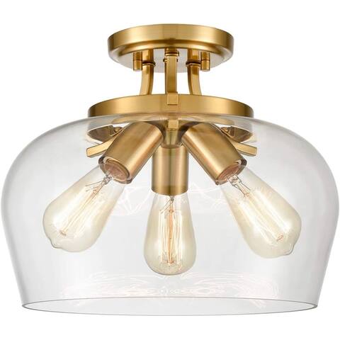 Pozzuoli 3-Light Ceiling Light Semi Flush Mount Clear Glass Shade