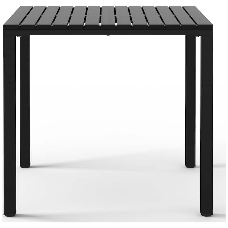 Frond and Form 31.5 Inch Outdoor Square Dining Table with Metal Frame
