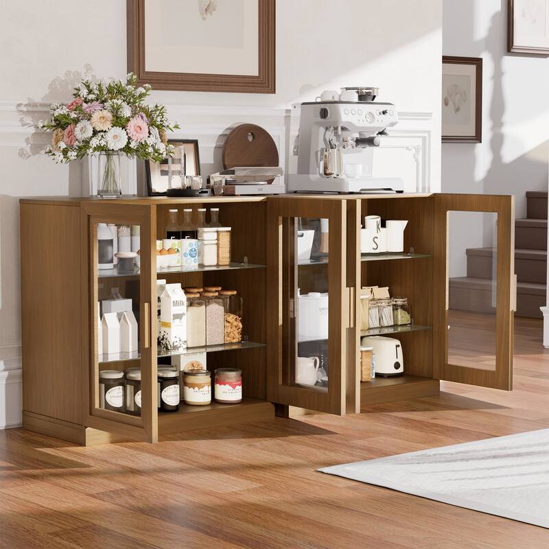 31"H Classic Storage Cabinet with Adjustable Shelves with Glass Door