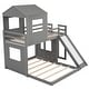 preview thumbnail 24 of 25, Twin Over Full Treehouse Style Bunk Bed with Ladder, Slide, and Guardrail for Kids