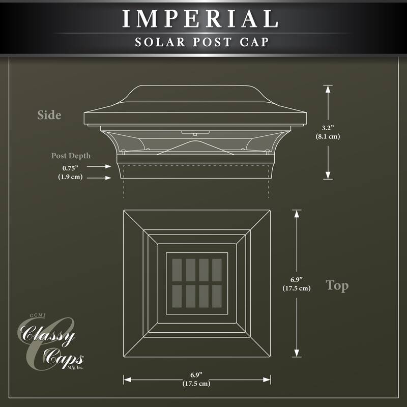 Classy Caps 5 x 5 Black Aluminum Imperial Solar Post Cap (Set of 2)