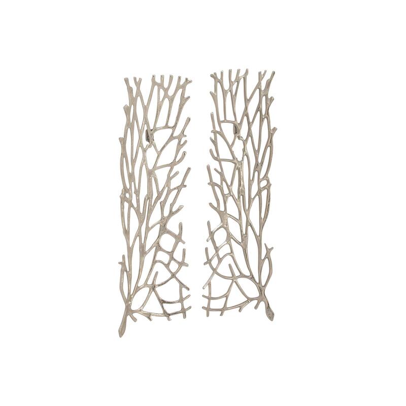 Silver Aluminum Metal Inspired Coral Wall Decor (Set of 2) - Silver or Gold