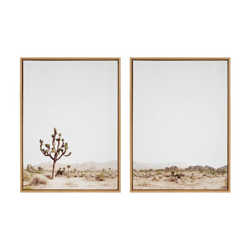 Kate and Laurel Sylvie Lone Joshua Tree Canvas Art Set by Amy Peterson - 2 Piece Set 28x38 - Brown
