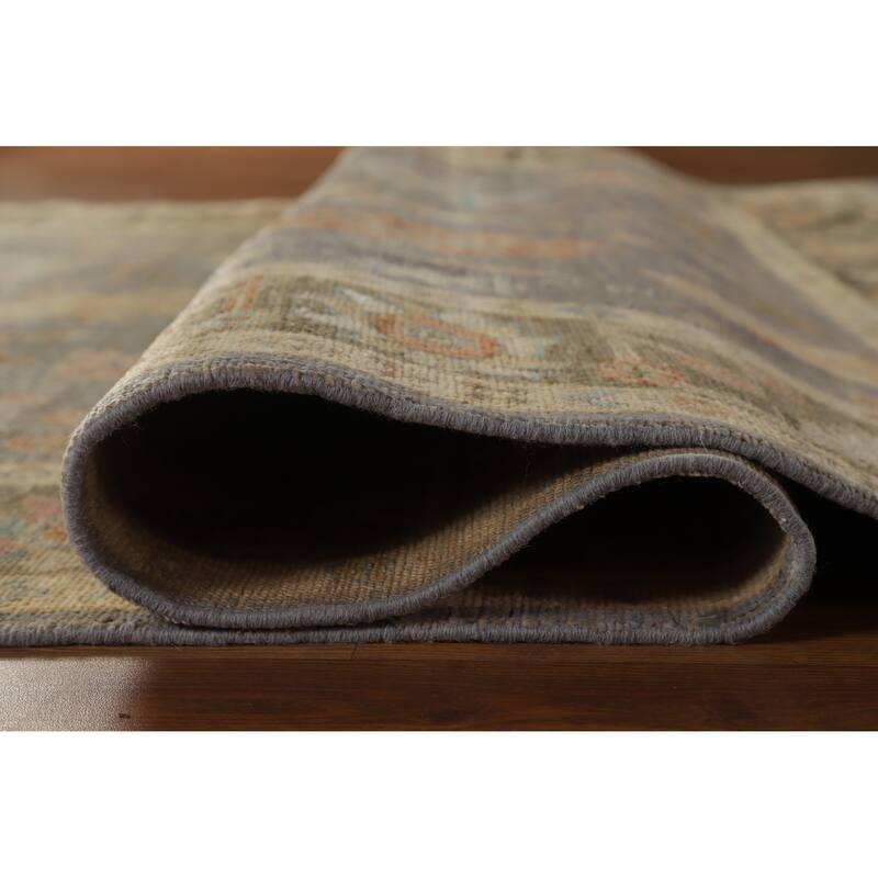 Hand Knotted Oriental 100% Wool Carpet Transitional All-Over Greys & Charcoal Oushak Area Rug - 9' 1'' X 6' 0''
