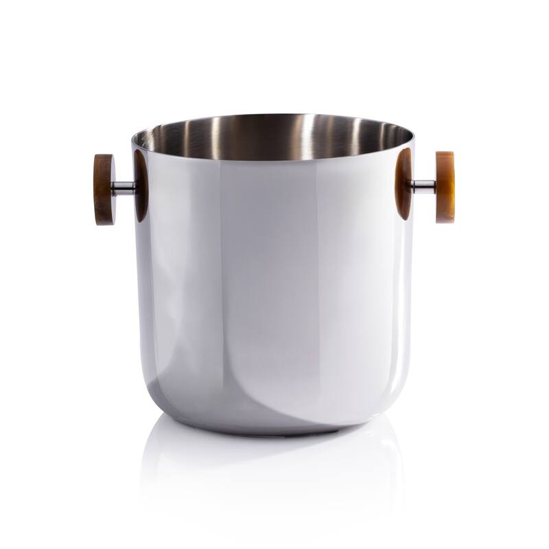 Spiga Stainless Steel Ice Bucket - Nickel w/ Amber Accent