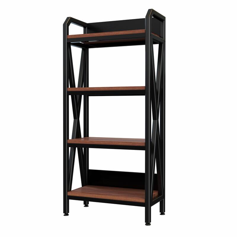 56.30" Bakers Rack 4-Level Storage Shelves Mental and Wooden Kitchen Shelves, Kitchen Organizers and Storage