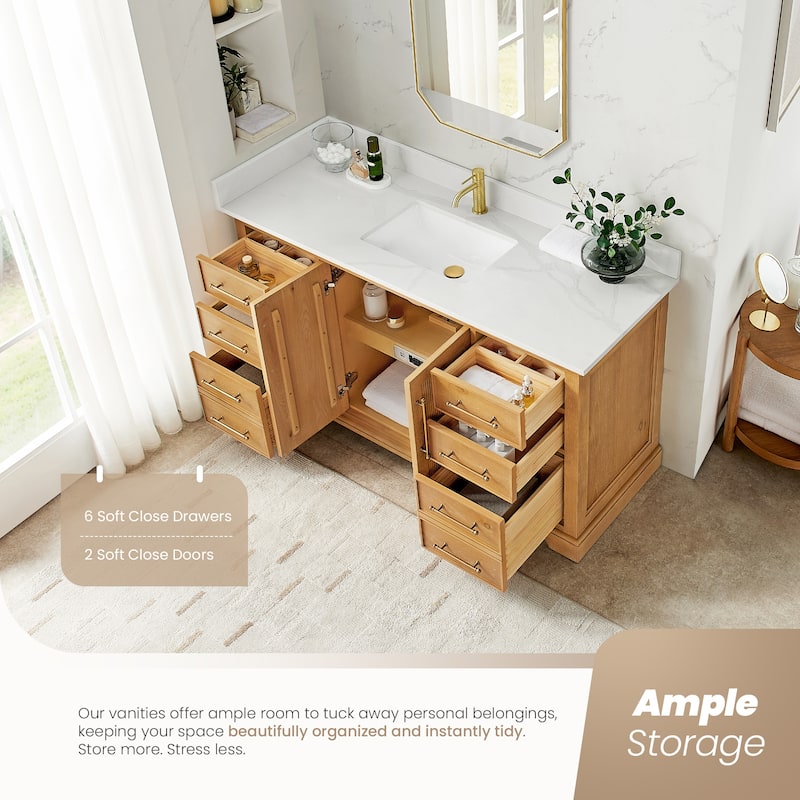 Tokyo Bath Vanity with Quartz Stone Top without Mirror