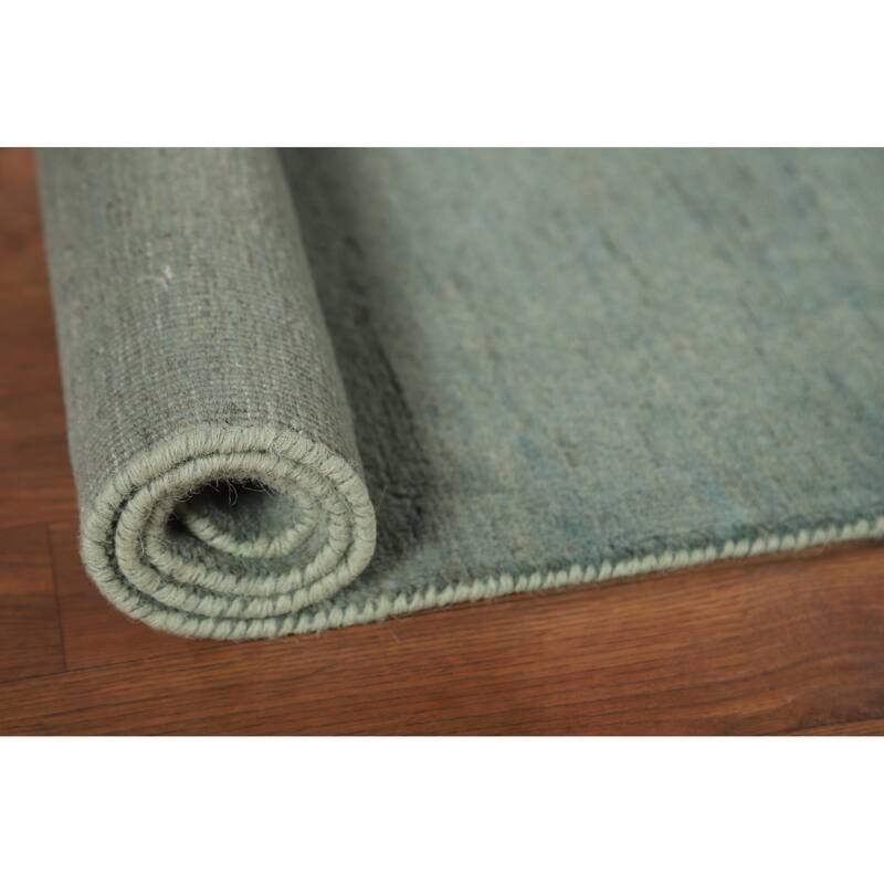 Modern Gabbeh Oriental Foyer Rug Hand-Knotted Blue Wool Carpet - 3'5"x 4'11"