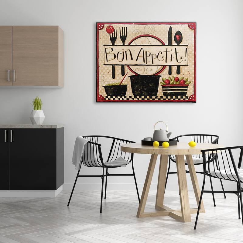Stupell Bon Appetit Phrase Vintage Kitchen Cooking Charm Canvas Wall Art