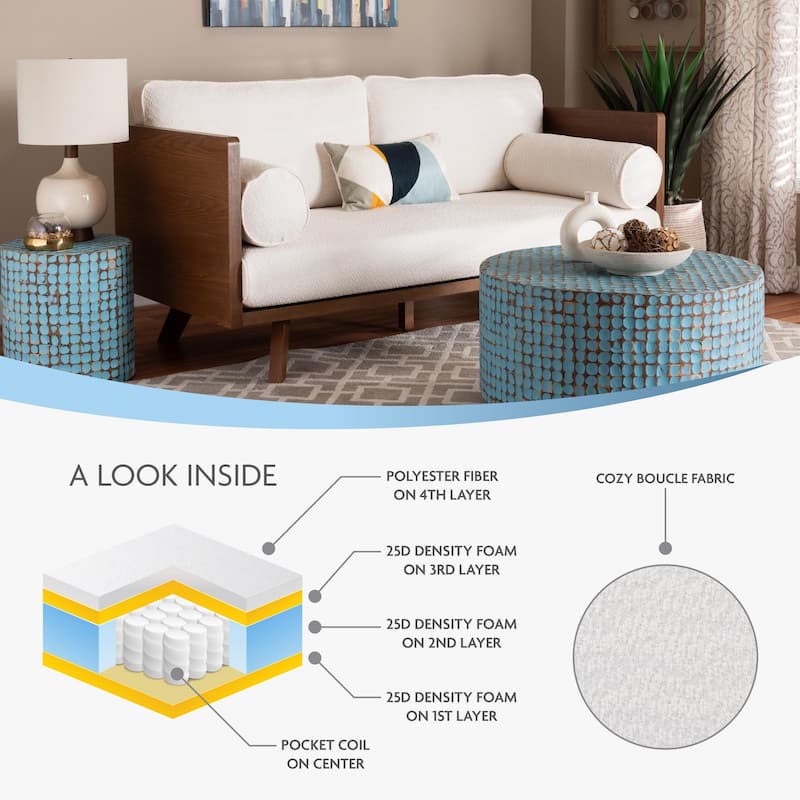 Uriel Mid-Century Modern Boucle Fabric Sofa