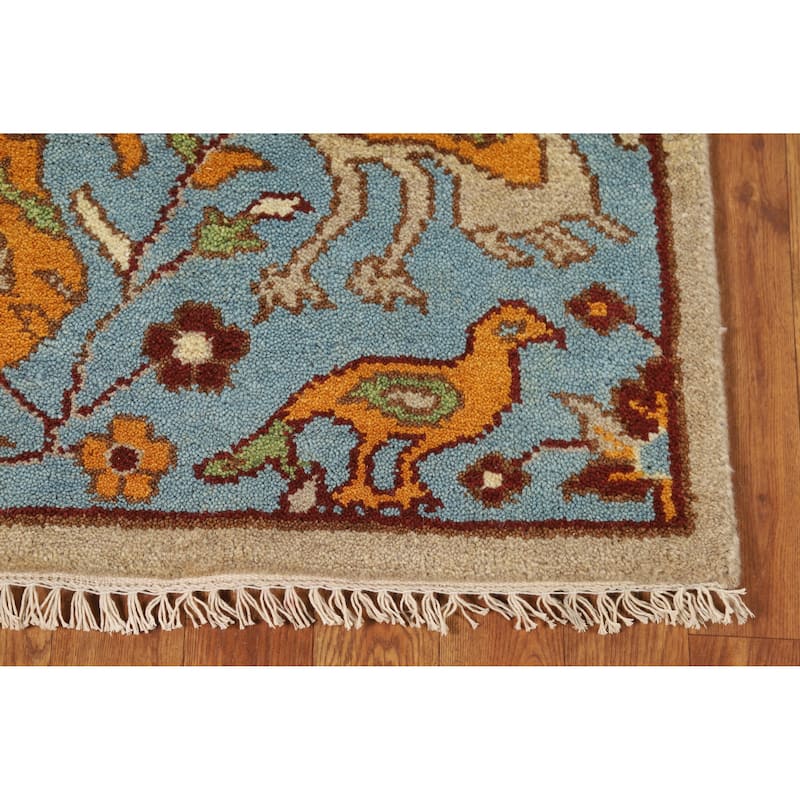 Hand Knotted Oriental 100% Wool Carpet Traditional All-Over Navy Blue & Blues Ziegler Area Rug - 5' 1'' X 3' 0''