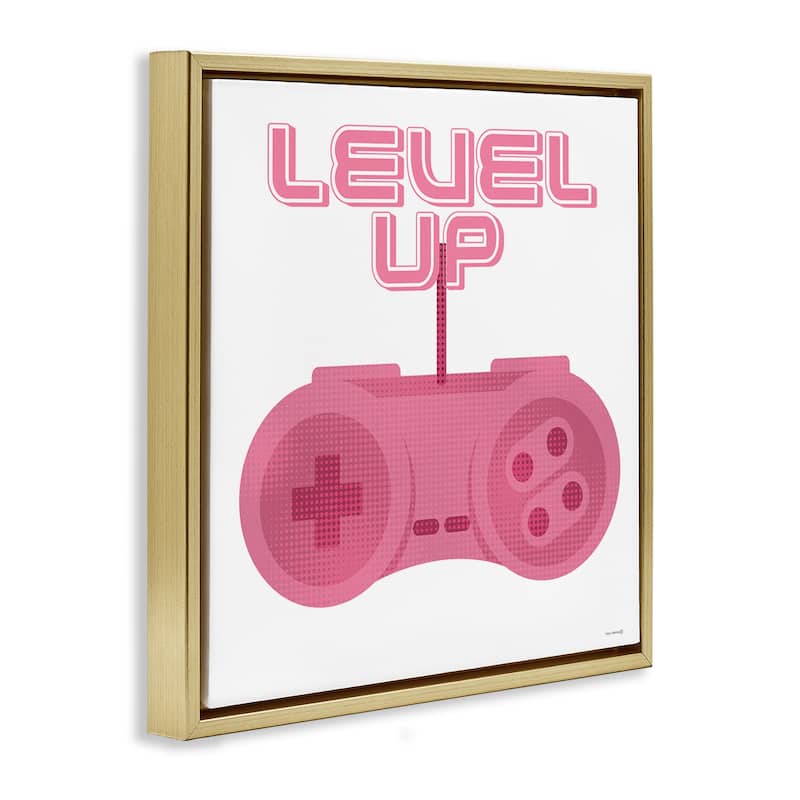Stupell Girl Gamer Pink Level Up Framed Floater Canvas Wall Art Design By Yass Naffas Designs
