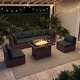 preview thumbnail 36 of 51, 7-Piece Outdoor Deep Seating Sectional Wicker Patio Conversation Set with Fire Pit