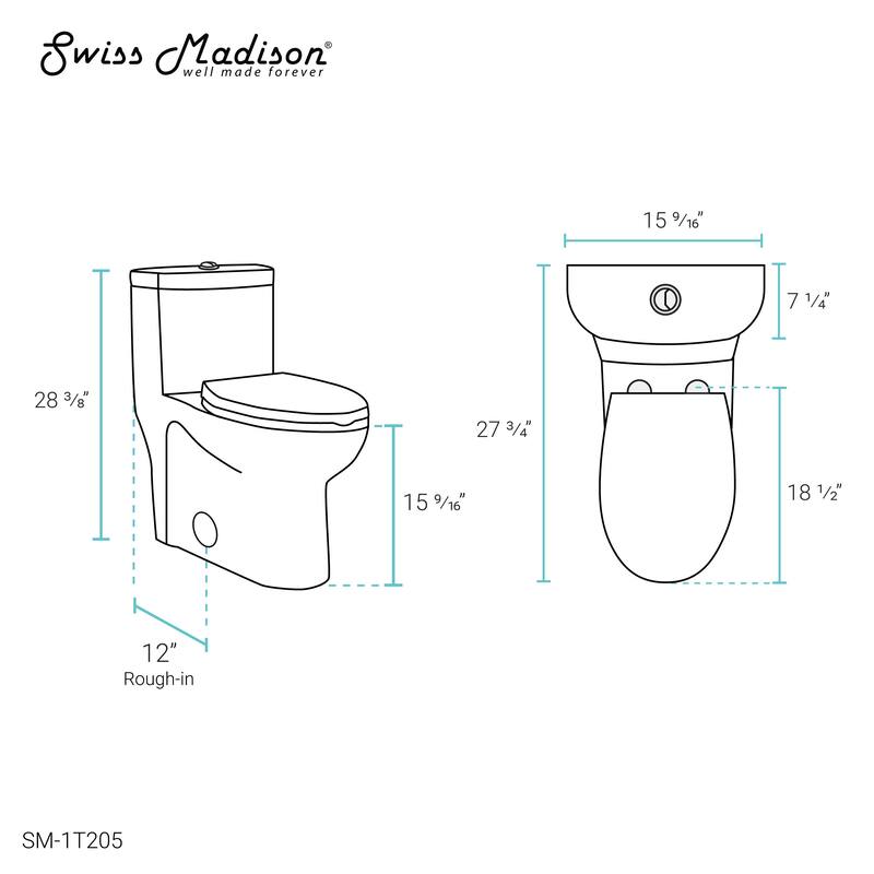 Swiss Madison Sublime One Piece Elongated Toilet Dual Flush 0.8/1.28 gpf