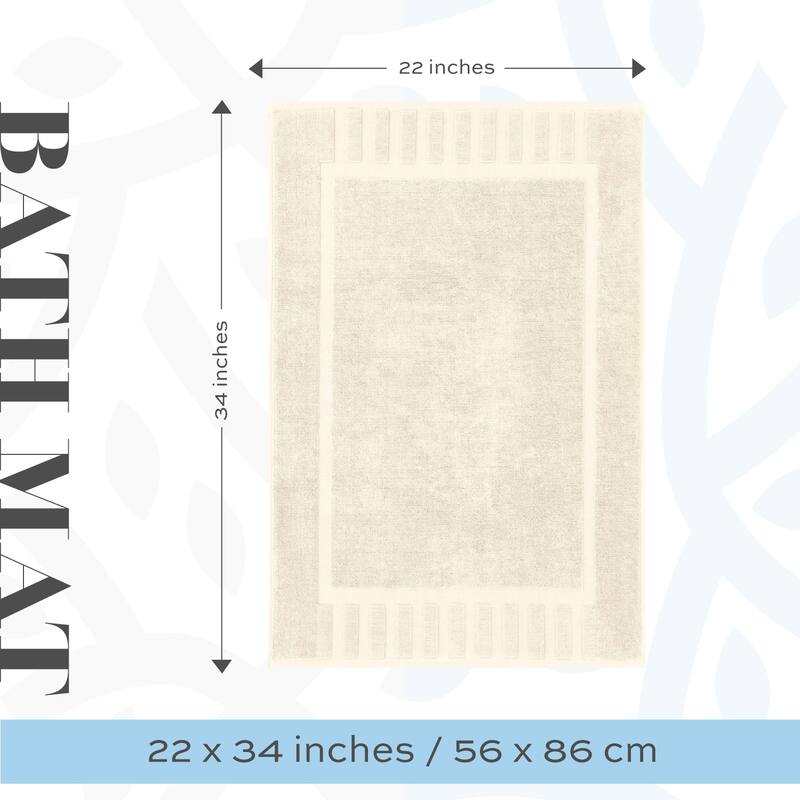 White Classic Luxury Cotton Bath Mat 22x34 Set of 2