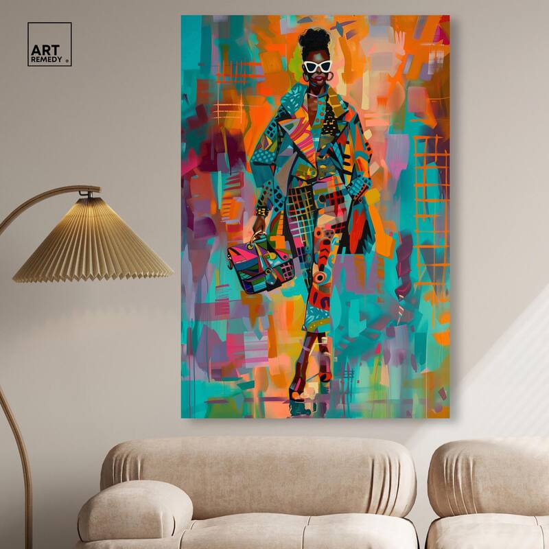 Bold Patchwork Style Canvas by Art Remedy, Gallery Wrapped