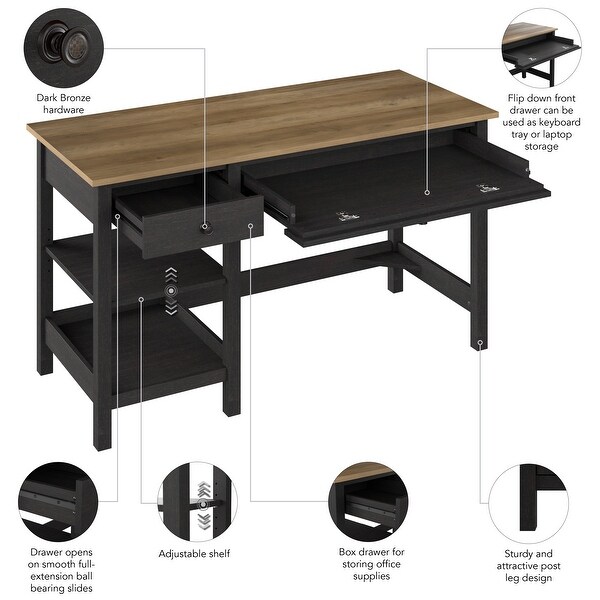 フクれいみデスク Bush Home Mayfield 54W Computer Desk with Drawers and Desktop
