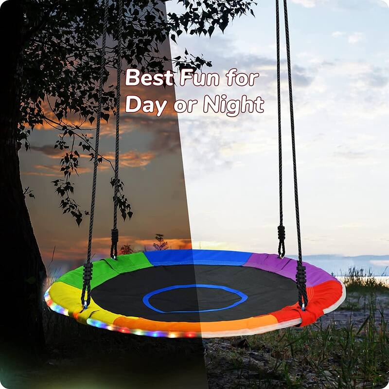 Trekassy 40" LED Saucer Swing 700lbs Outdoor Backyard Tree Swing for Kids and Adults - Red