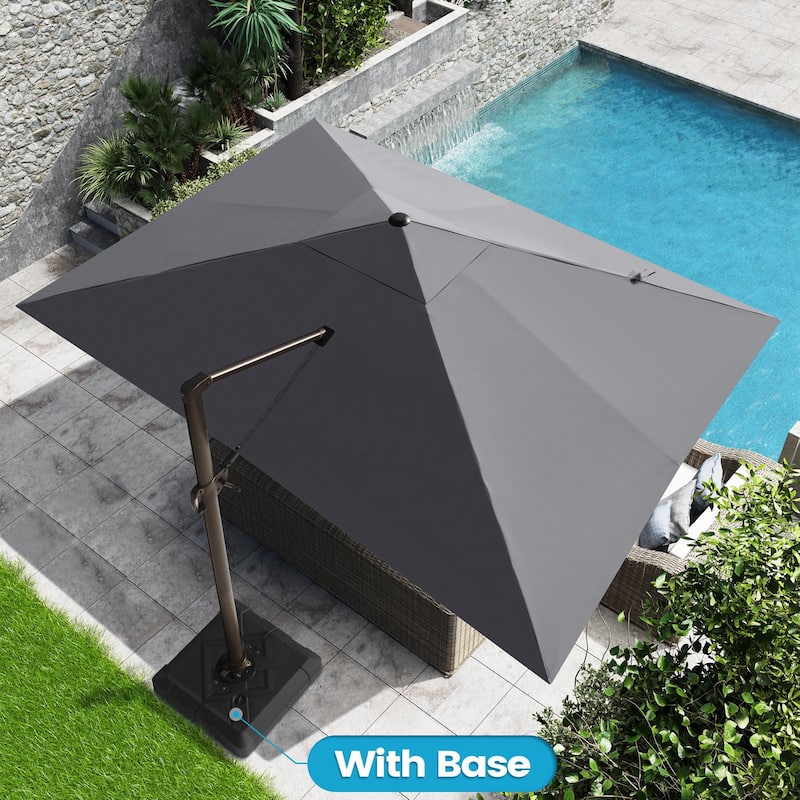 10 x 13 FT Outdoor Shade Canopy Patio Cantilever Offset Umbrella with Base