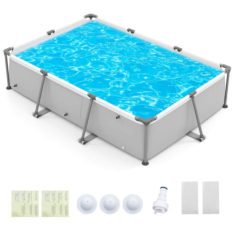 Costway 978 Gal Outdoor Family Swimming Pool with Metal Frame - See Details - Blue - See Details