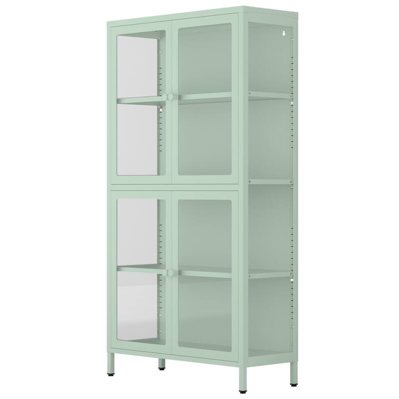 Four Glass Door Storage with Adjustable Shelves and Feet Cold