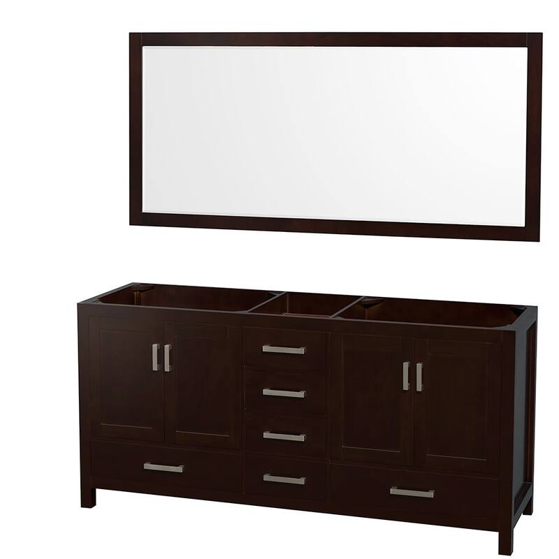 Wyndham Collection Sheffield 72" Hardwood Vanity Cabinet and Mirror - - Espresso - Espresso Finish