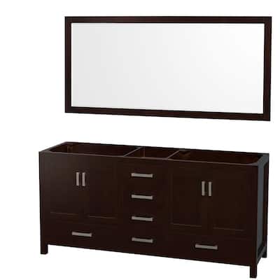 Wyndham Collection Sheffield 72" Hardwood Vanity Cabinet and Mirror -