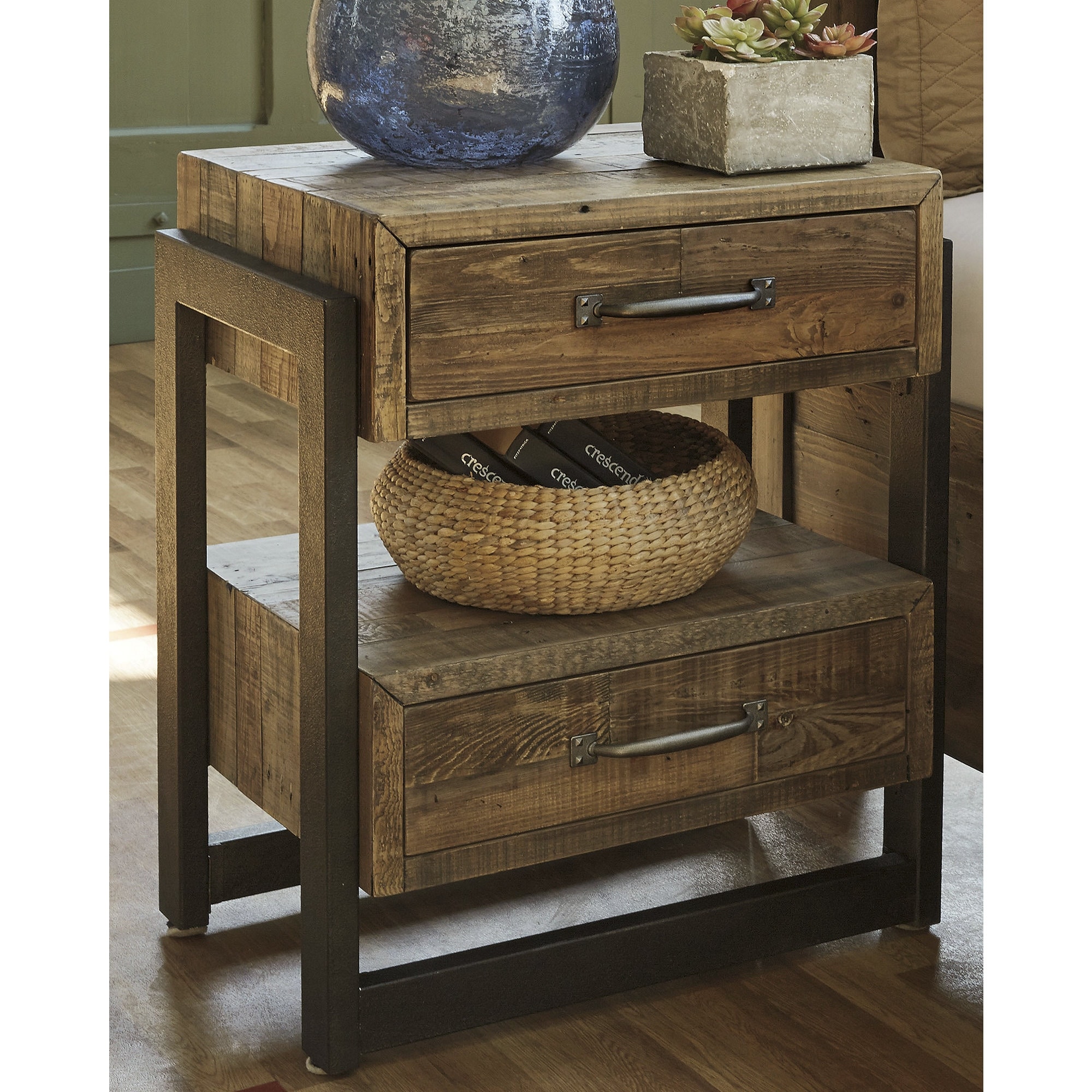 Sommerford Reclaimed Pine 2-drawer Nightstand - Overstock ...
