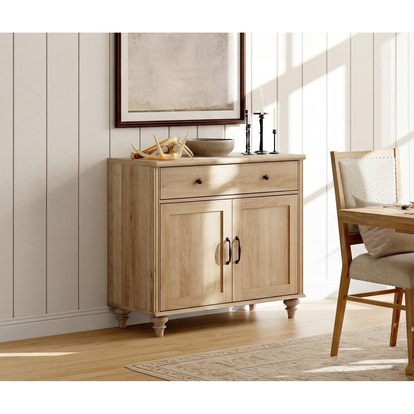 Farmhouse TV Stand for 75 inch TV, TV Console with Storage