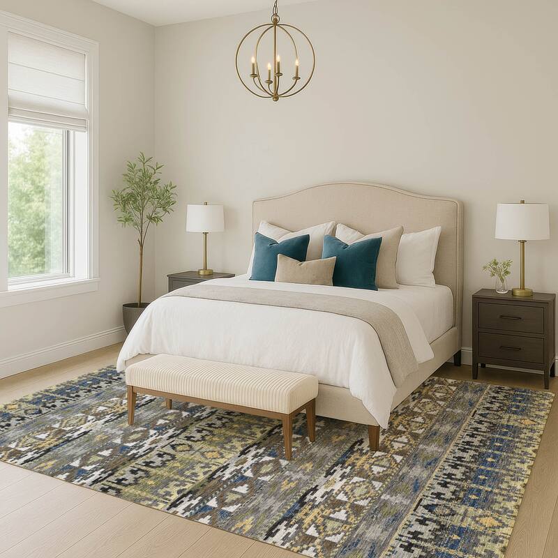 Machine Washable Indoor/ Outdoor Global Haswell Chantille Rug