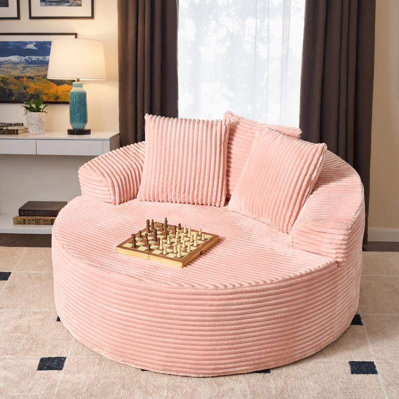 OVIOS Indoor Circular Plush&Fluffy Lazy Sofa - Plush-Pink