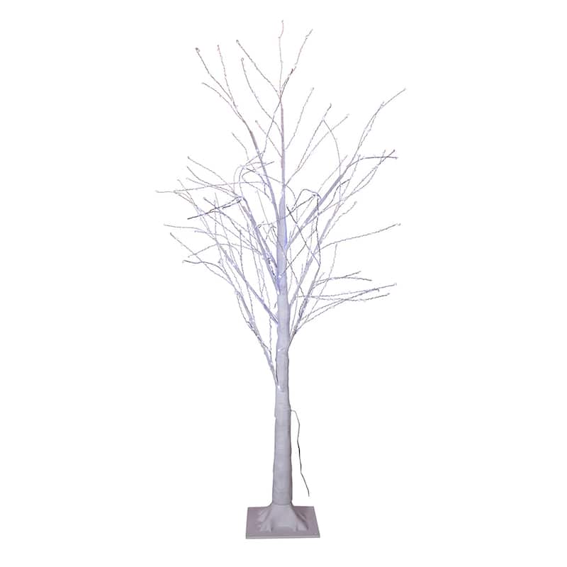 Kurt Adler 4-Foot Winter White Twig Tree with 500 Cool White Lights - 4'