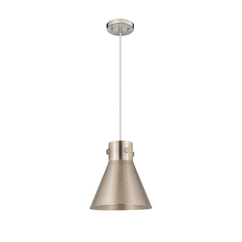 Innovations Lighting Newton Metal Cone - 1 Light 10" Cord Hung Pendant - Satin Nickel