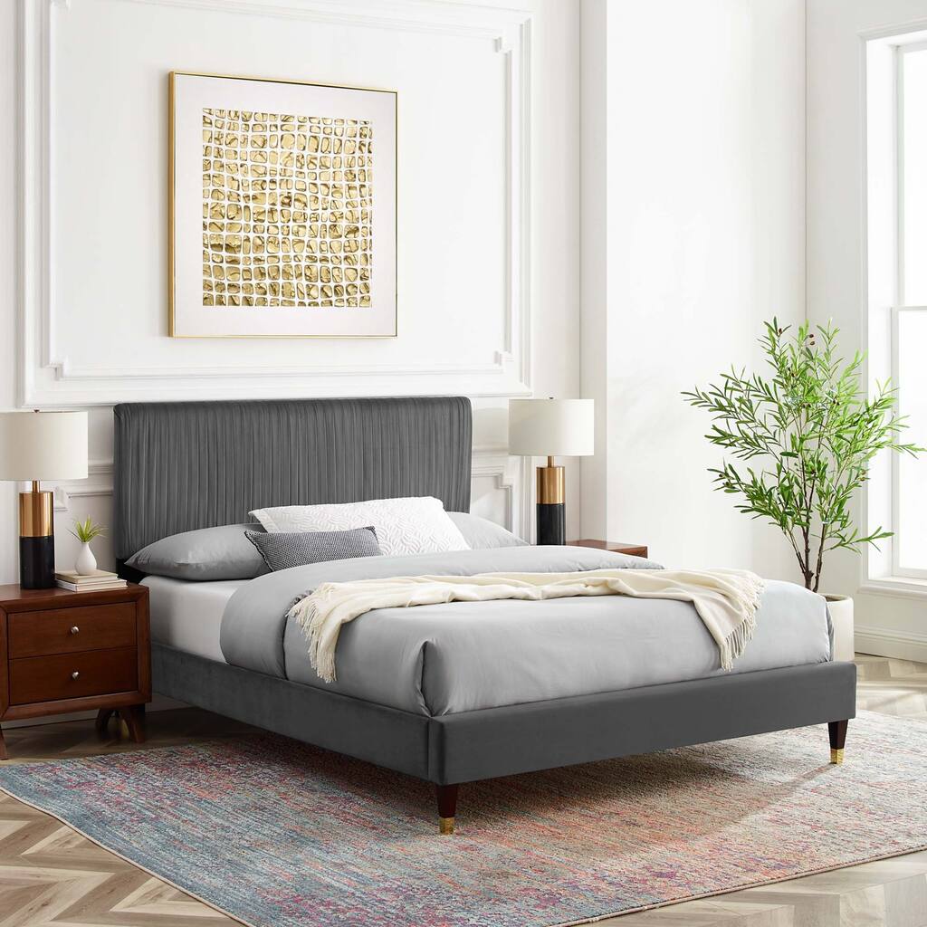 Peyton Performance Velvet Queen Platform Bed