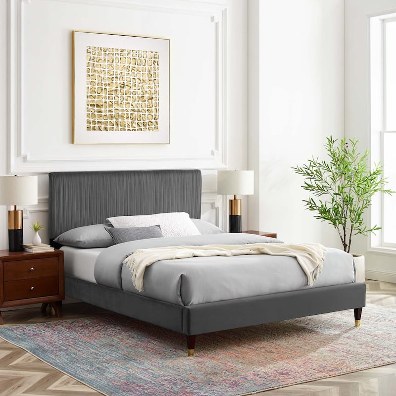 Peyton Performance Velvet Queen Platform Bed