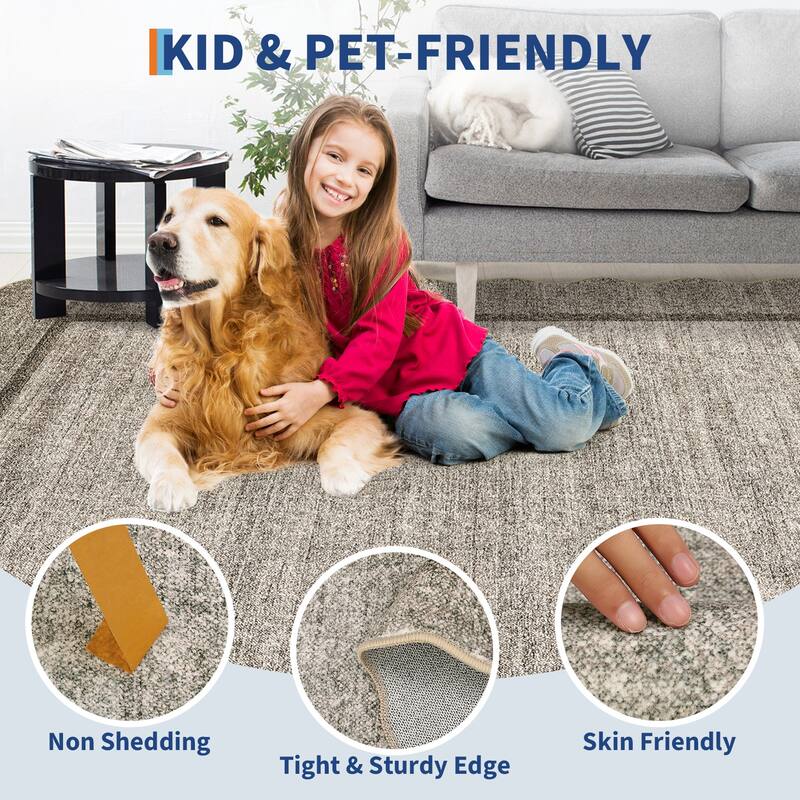 Garvee Scallop Solid Washable Area Rug