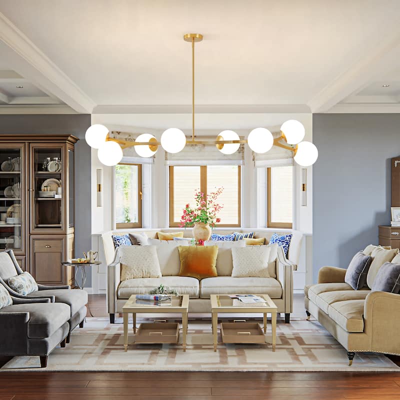 Dimmable Modern Chandelier for Dining Room with Frosted Glass Shade