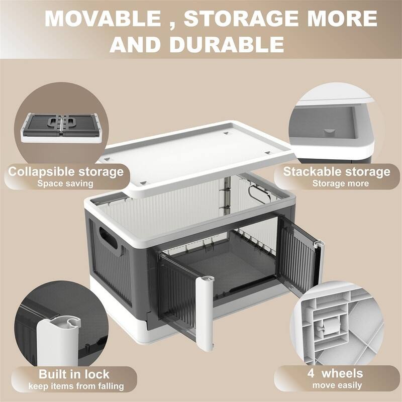 Storage Bins with Lids and Wheels - 12"D x19"W x 12"H