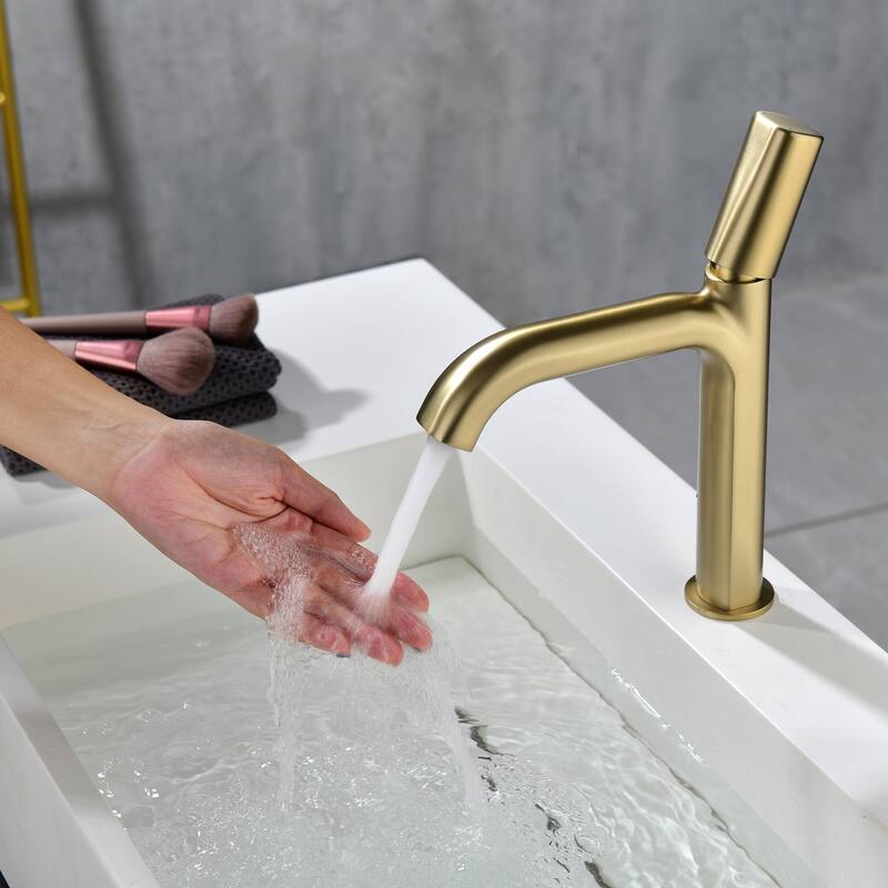 11 in.H Modern Matte Black/ Brushed Gold Single Handle Bathroom Faucet includes Hardware - Brushed Gold