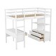 preview thumbnail 24 of 55, Full/Twin Loft Bed with Built-in Desk with Two Drawers, and Storage Shelves and Drawers, White/Gray