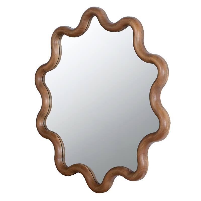 Wooden Accent Wall Mirror with Unique Frame