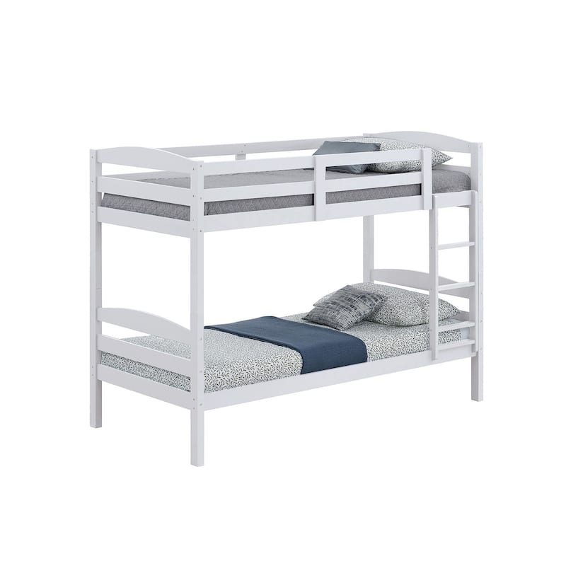 White Twin Over Twin Transitional Bunk Bed with Arch Design