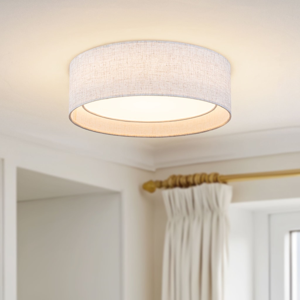 Starsky Modern Linen Drum Flush Mount Ceiling Light with 5-CCT Selectable LED (3000-6000K)