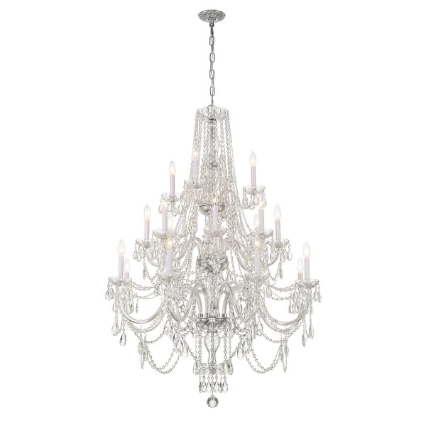 slide 2 of 6, Traditional Crystal 20 Light Polished Chrome Chandelier - 37"W x 52.5"H 37"W x 52.5"H