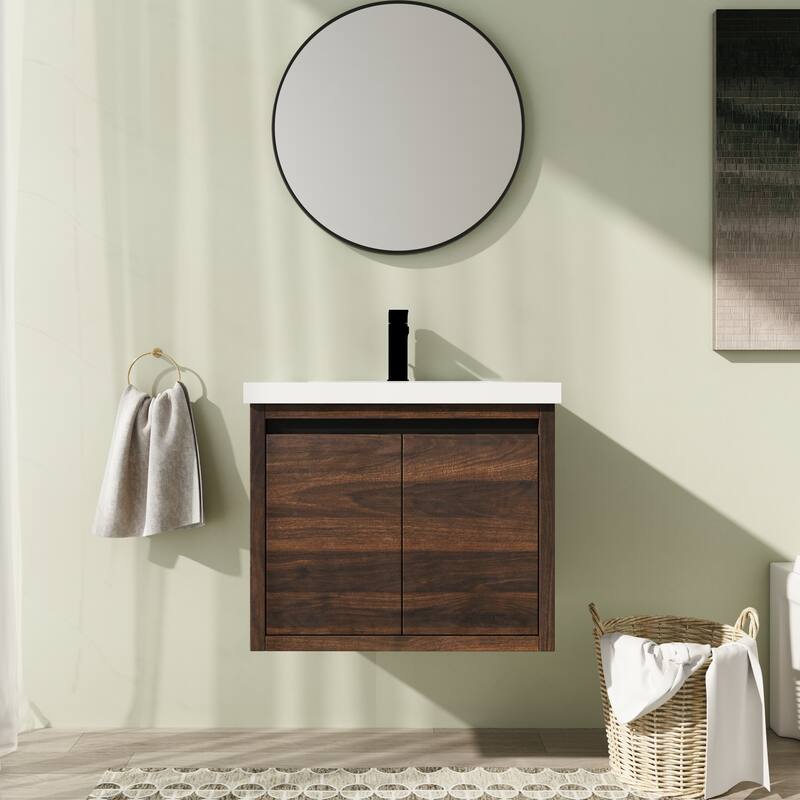 24" Floating Bathroom Vanity with Sink, Wall Mounted Bathroom Vanity with Soft Close Door